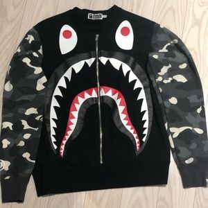 BAPE Big Shark Wide Crewneck Black